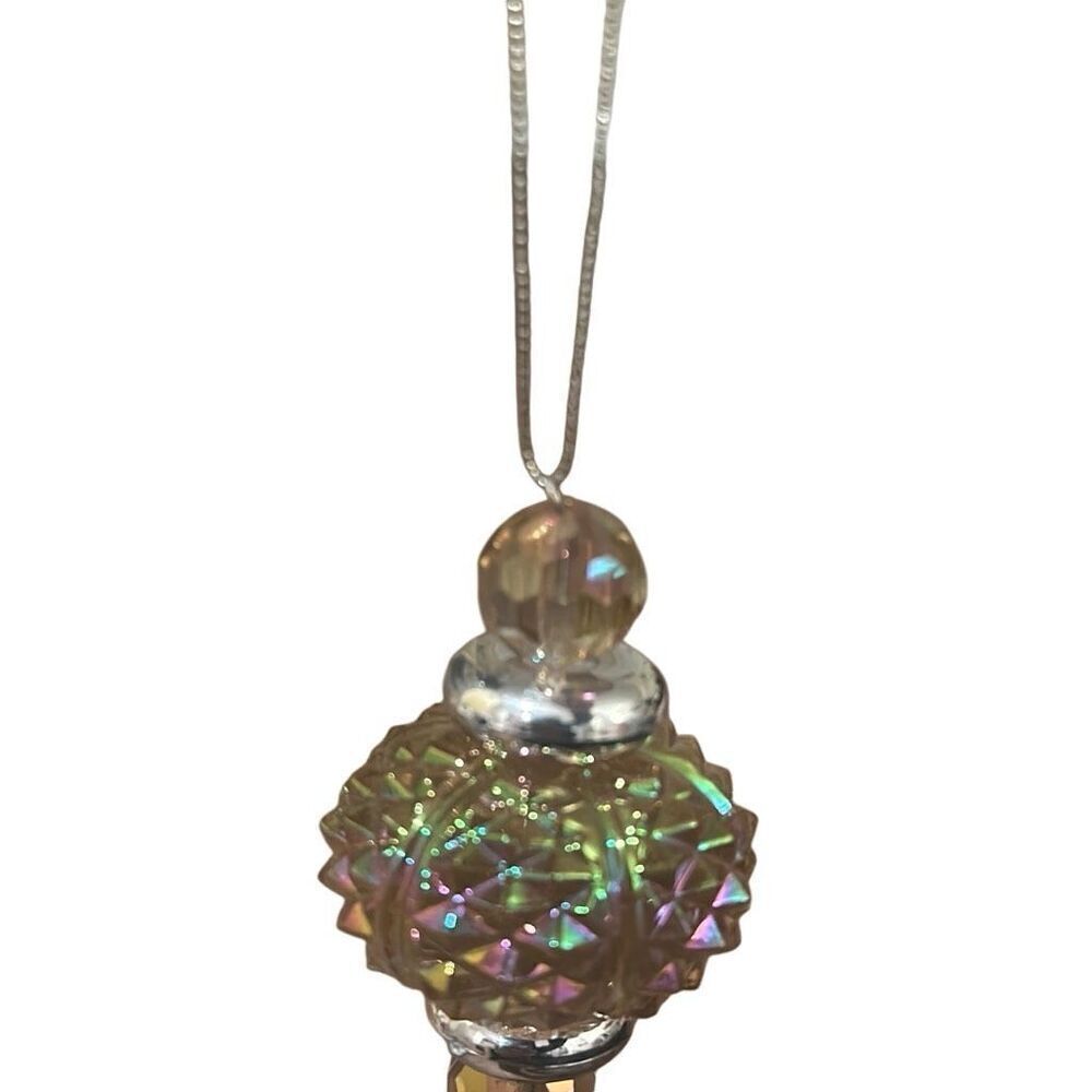 Pink Clear glass Embellished Hanging Crystal Like Christmas Ornament